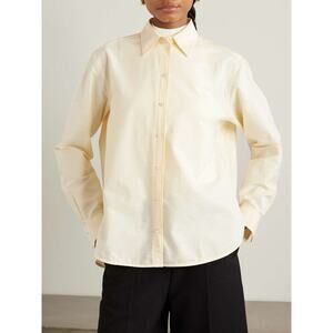 Totême Embroidered Organic Cotton Oxford Shirt Yellow - DK32/US 0